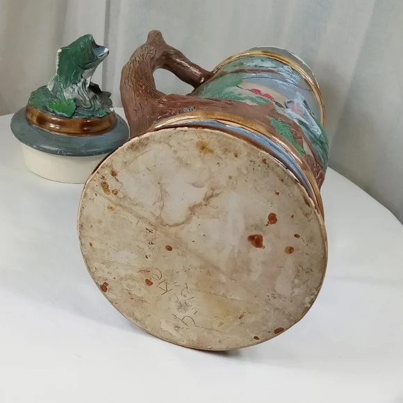 Hand Painted Largemouth Bass Ceramic Stein Tankard With Lid